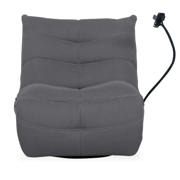 Grey Dakar manual recliner chair with mobile phone holder.