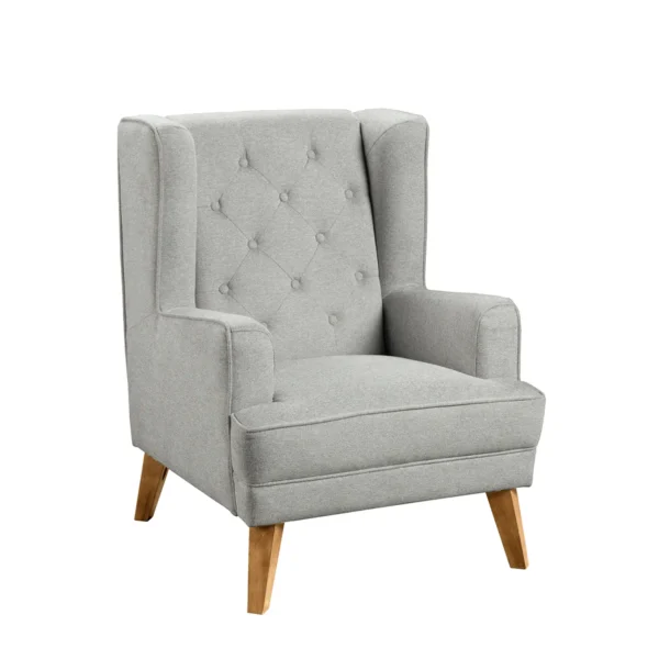 Gray Elise Wingback Accent Chair with Tufted Back