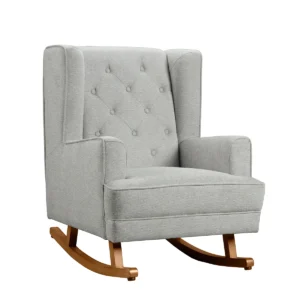 Gray Elise Wingback Accent Chair with Tufted Back
