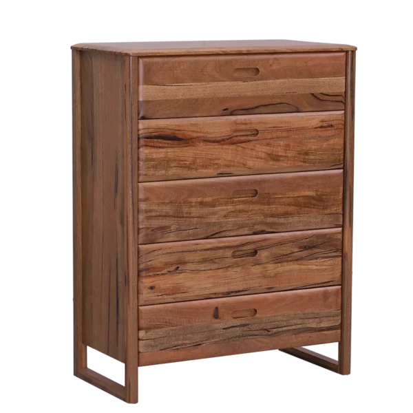 Fremantle Tallboy in Marri timber with five drawers.