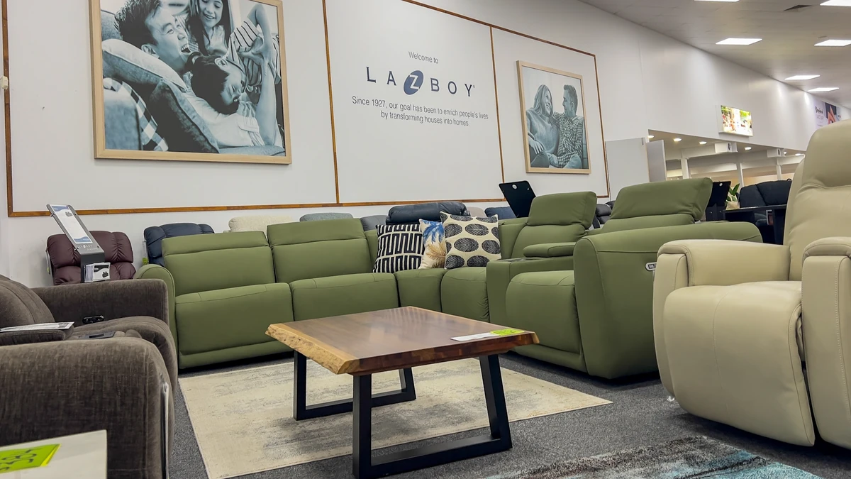 Modern furniture displays in the Smithfield furniture showroom