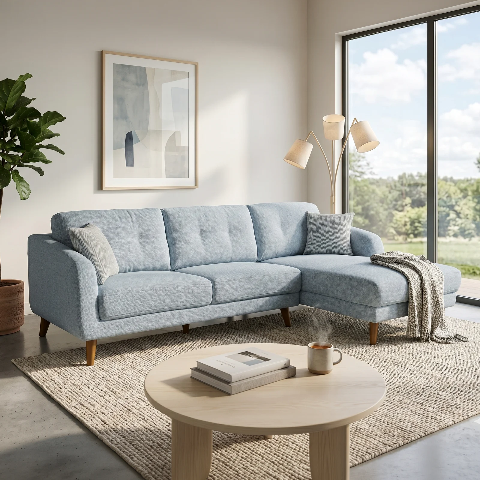 Darlinghurst Sofa Chaise- Right Hand Facing-(Sky Colour)