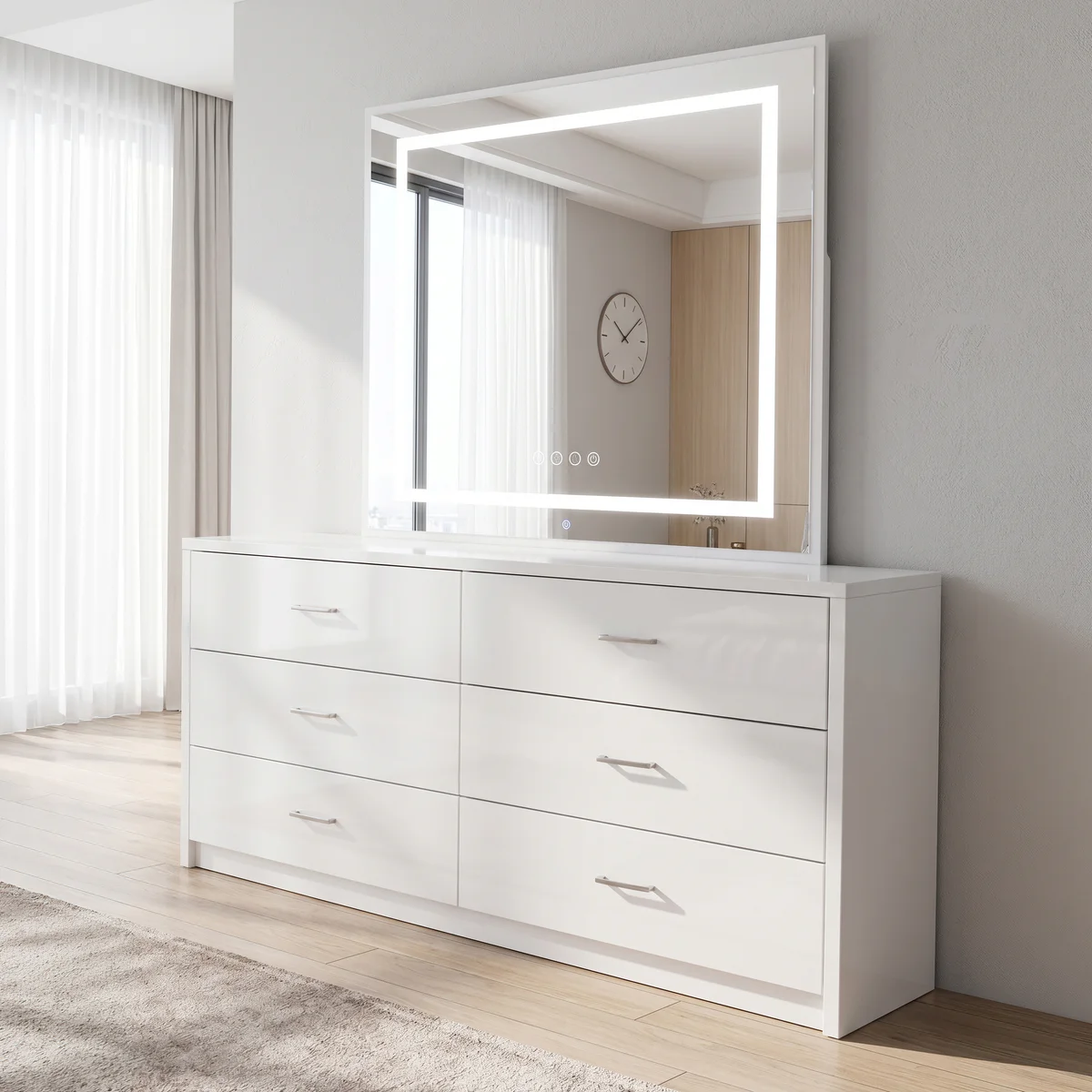 Nook Dresser & Mirror-White
